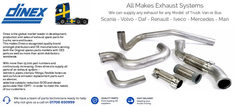 Scania Volvo Daf Man Mercedes Renault Dinex Exhaust Silencer Downpipe Flexipipe Clamp