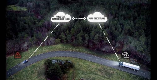 Volvo Vehicles Alert Each Other In Traffic In A Pioneering Co-operation Between Volvo Trucks And Volvo Cars